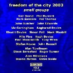 freedom of the city 2003 - small groups freedom of the city 2003 - small groups